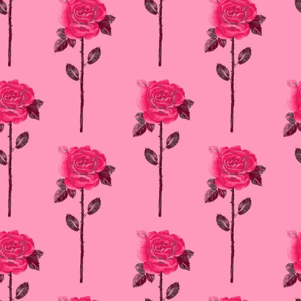 Fundo Sem Costura Com Rosas Vermelhas — Fotografia de Stock