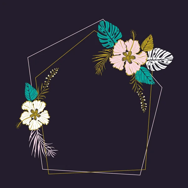 Рамка с букетом тропических цветов — стоковый вектор