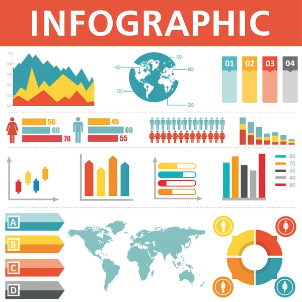 인구 통계 학적 infographics 세트 — 스톡 벡터