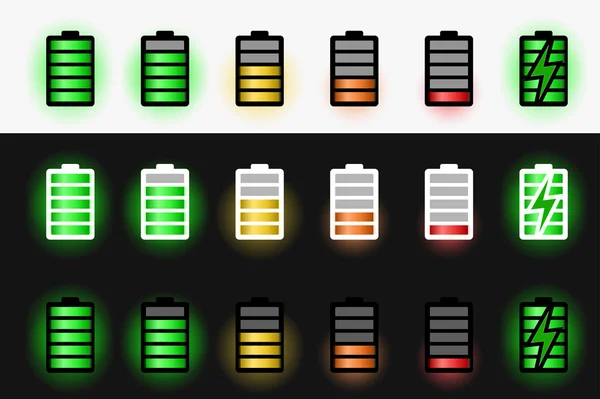 Ensemble d'icônes de batterie — Image vectorielle