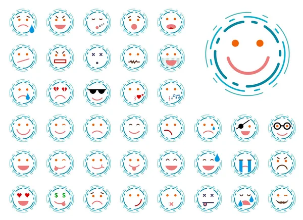 Satz gefütterter Smileys — Stockvektor