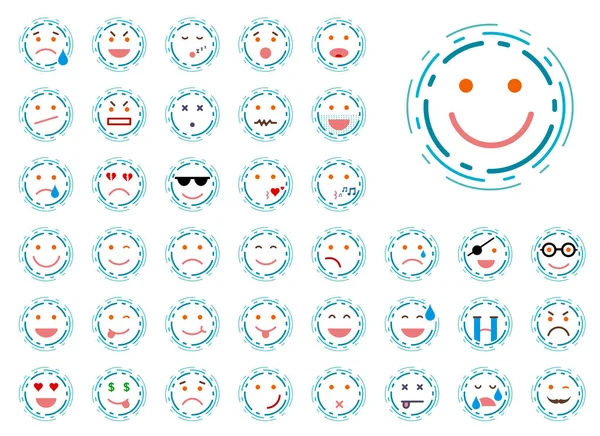 Set of lined smiley — Stock Vector