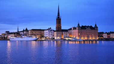 Stockholm cityscape akşam üzerinde