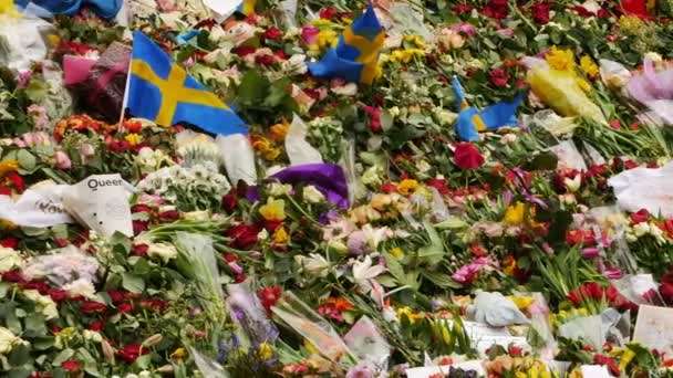 Цветочные трибуты Стокгольма — стоковое видео