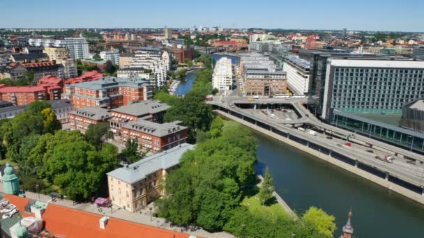 Panorama města stockholm — Stock video