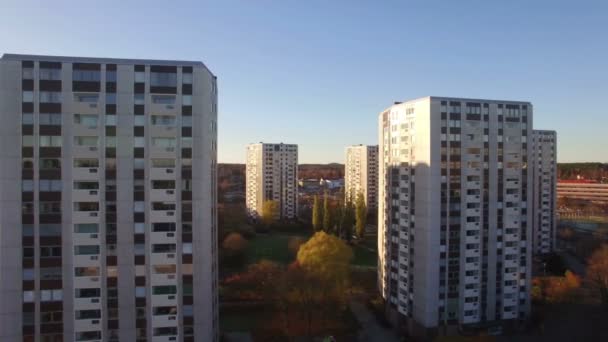 Modern Houses Stockholm Sunlight Cloudy Sky — Stock Video