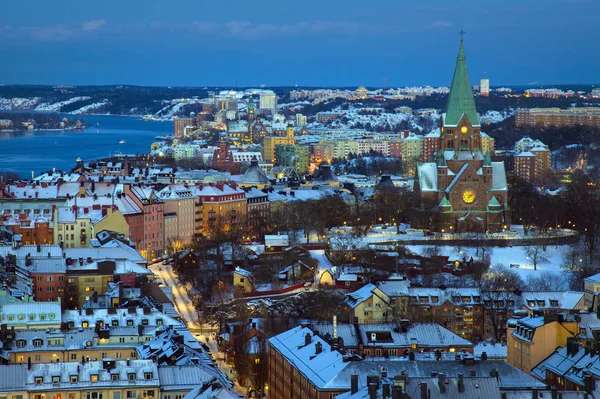 A légi felvétel a Stockholm város — Stock Fotó