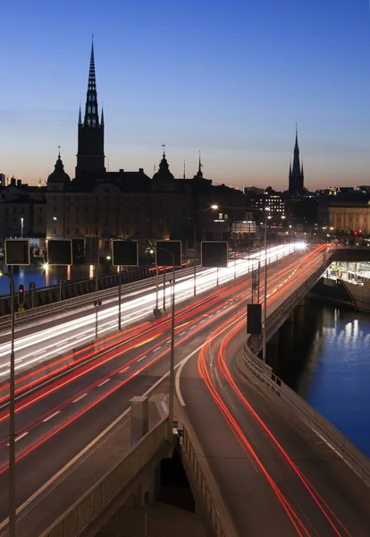 Нічне місто Стокгольм — стокове фото