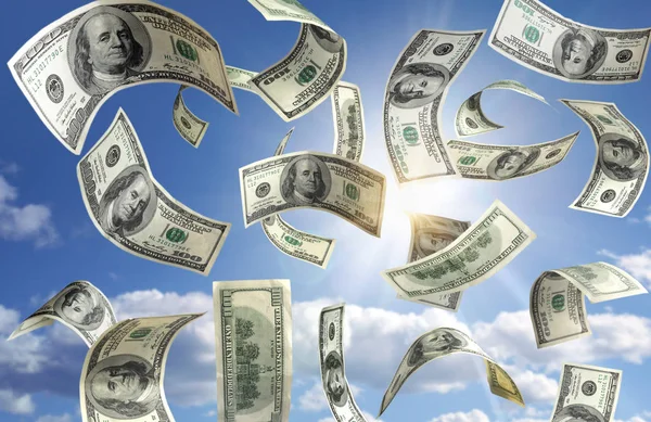 Money falling from the sky — Stock Photo, Image