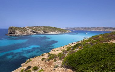 Güzel manzara mavi lagün Malta
