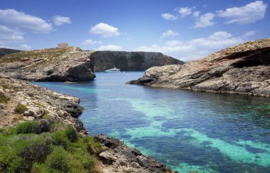 Güzel manzara mavi lagün Malta