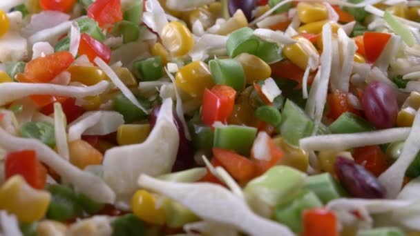 Κοντινό Πλάνο Μιας Ποικιλίας Λαχανικών Σαλάτας — Αρχείο Βίντεο