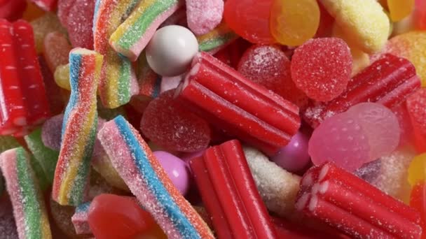 Assorted Colorful Juicy Candies — Stock Video
