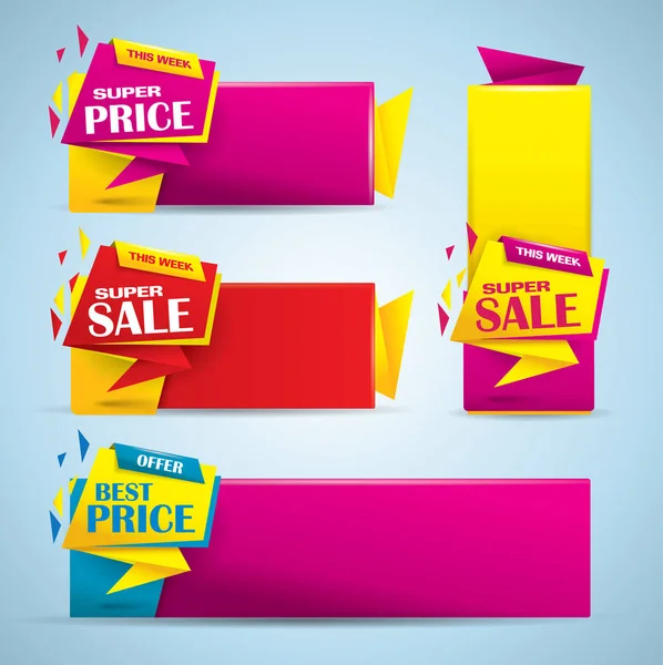 Promotional sale banner set in vibrant colors — Stock Vector