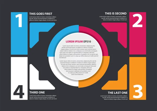 Infografika s barevné kulaté designem a číslo možnosti šablona — Stockový vektor