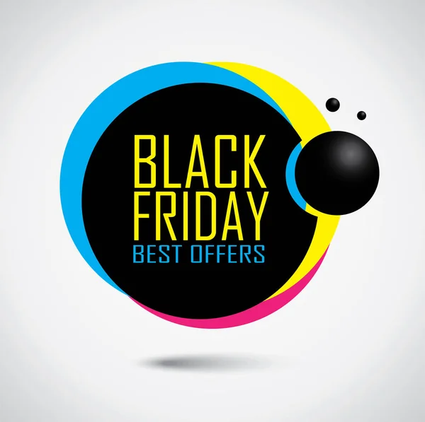 Black Friday sale banner - discount bubble in vibrant colors — Stock Vector