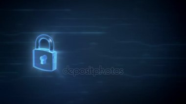 3d kilit bir dijital arka plan ve içeriğiniz döngü animasyon için alanı üzerinde ışık efektleri ile iplik 