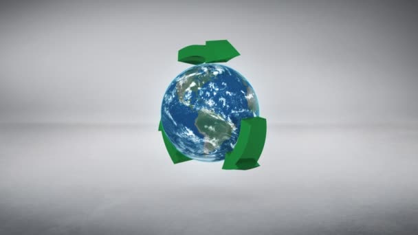 Recycler Animation Boucle Terrestre Sur Fond Studio Passez Vert Pour — Video