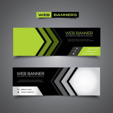 Web afiş soyut vektör tasarımı ve herhangi bir görüntü, yeşil ve siyah maskelenmiş alanları ile