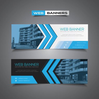 Web afiş soyut vektör tasarımı ve maskelenmiş alanları için herhangi bir görüntü, mavi renk ile