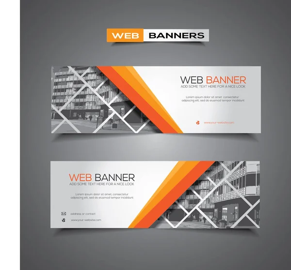 Web テンプレートや印刷 白とオレンジ色のデザインのための抽象的なベクトル バナー — ストックベクタ