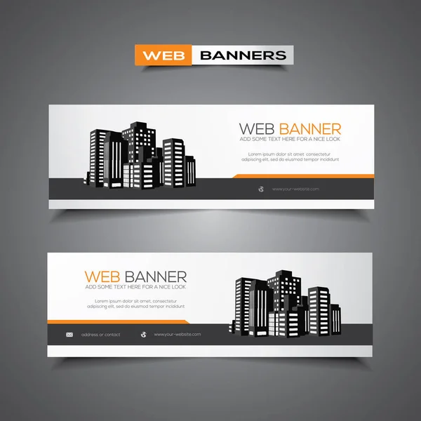 Banner Header Website Print Use Abstract Design Skyscrapers Catchy Colors — Stock Vector