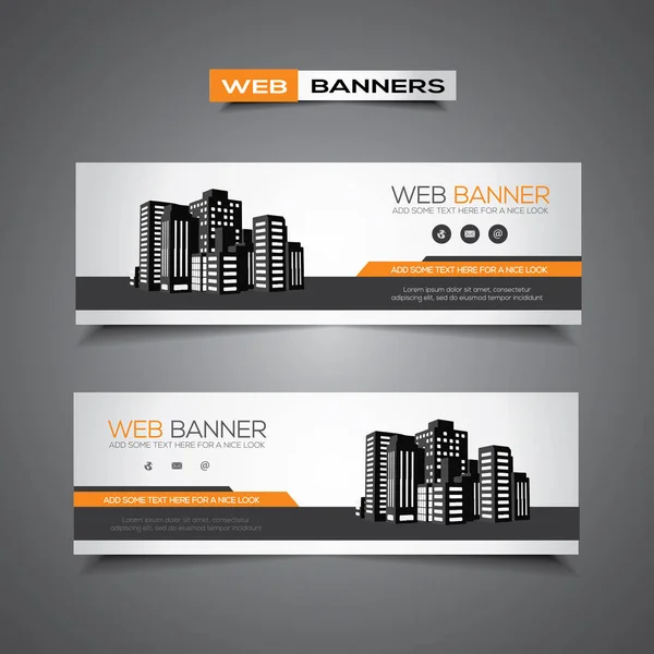 Banner Header Website Print Use Abstract Design Skyscrapers Catchy Colors — Stock Vector