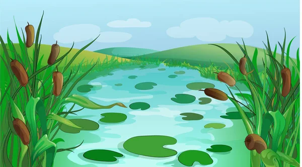 Mavi nehir çizgi film oyun arka plan