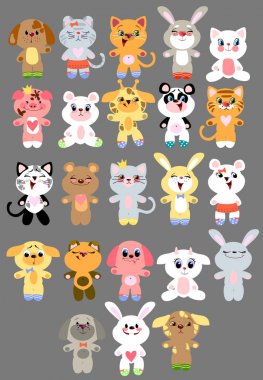 Cute animals vector set