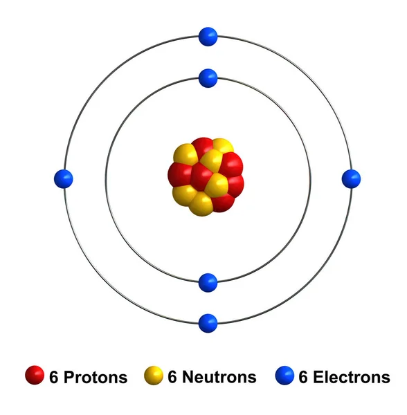 炭素の原子構造の 3 d レンダリング — ストック写真