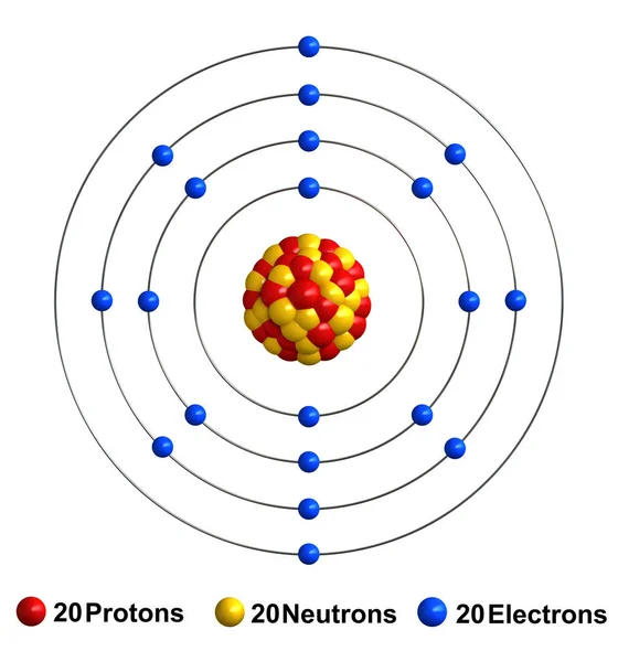 3D рендеринг структуры атома кальция — стоковое фото