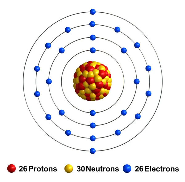 3D καθιστούν atom δομής του σιδήρου — Φωτογραφία Αρχείου