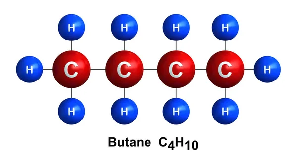 3d rendu de la structure moléculaire du butane — Photo