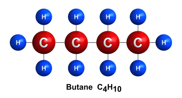 3D рендеринг молекулярной структуры бутана — стоковое фото