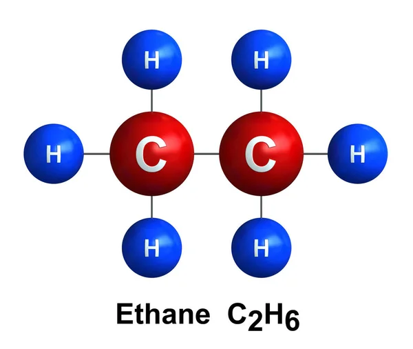 3d rendu de la structure moléculaire de l'éthane — Photo