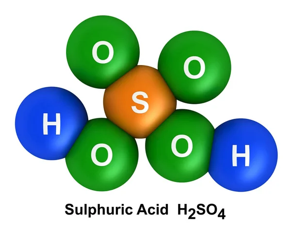 Resa 3d della struttura molecolare dell'acido solforico — Foto Stock