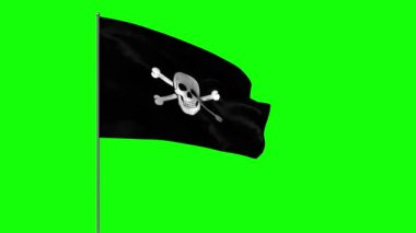 Yeşil ekran üzerinde korsan bayrağı sallayarak