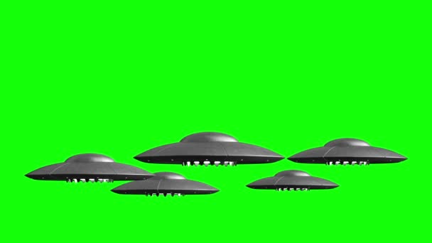 Flying saucers on green screen — Stock Video