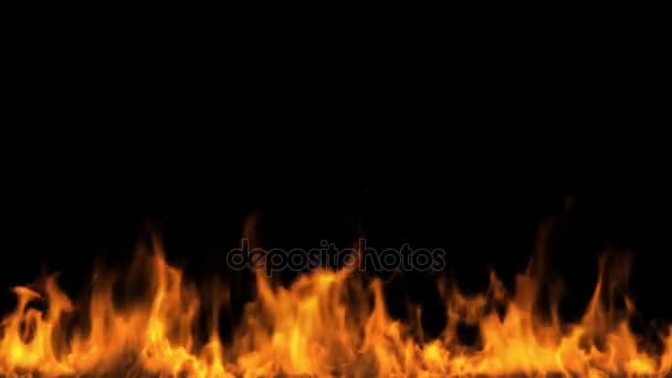 Płonący ogień na czarnym tle — Wideo stockowe