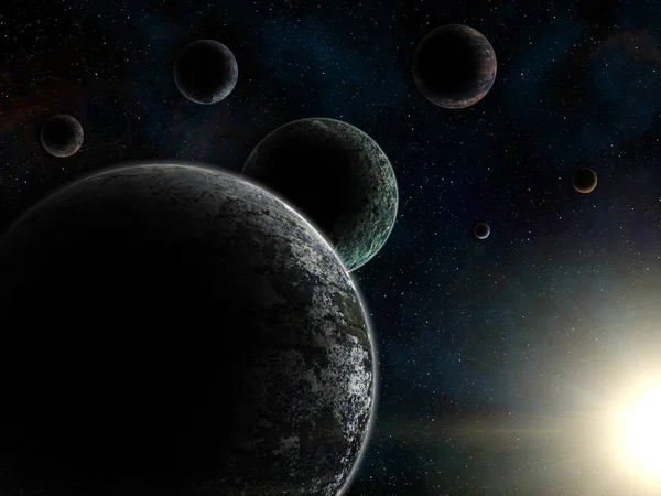 Unreal Trappist-1 exoplanets system — Stock Photo, Image