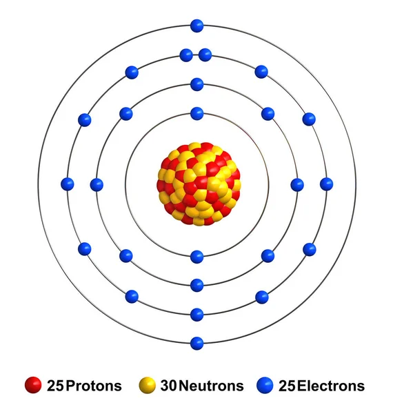Resa 3d della struttura atomica del manganese — Foto Stock