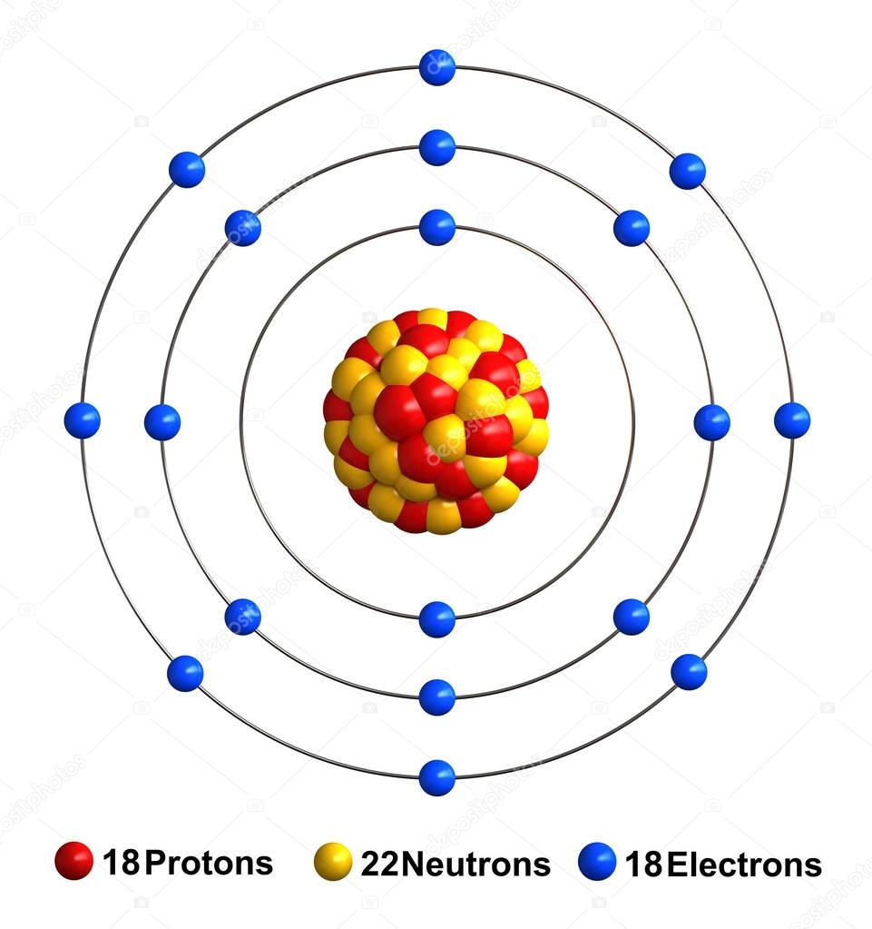 3d render of atom structure of argon