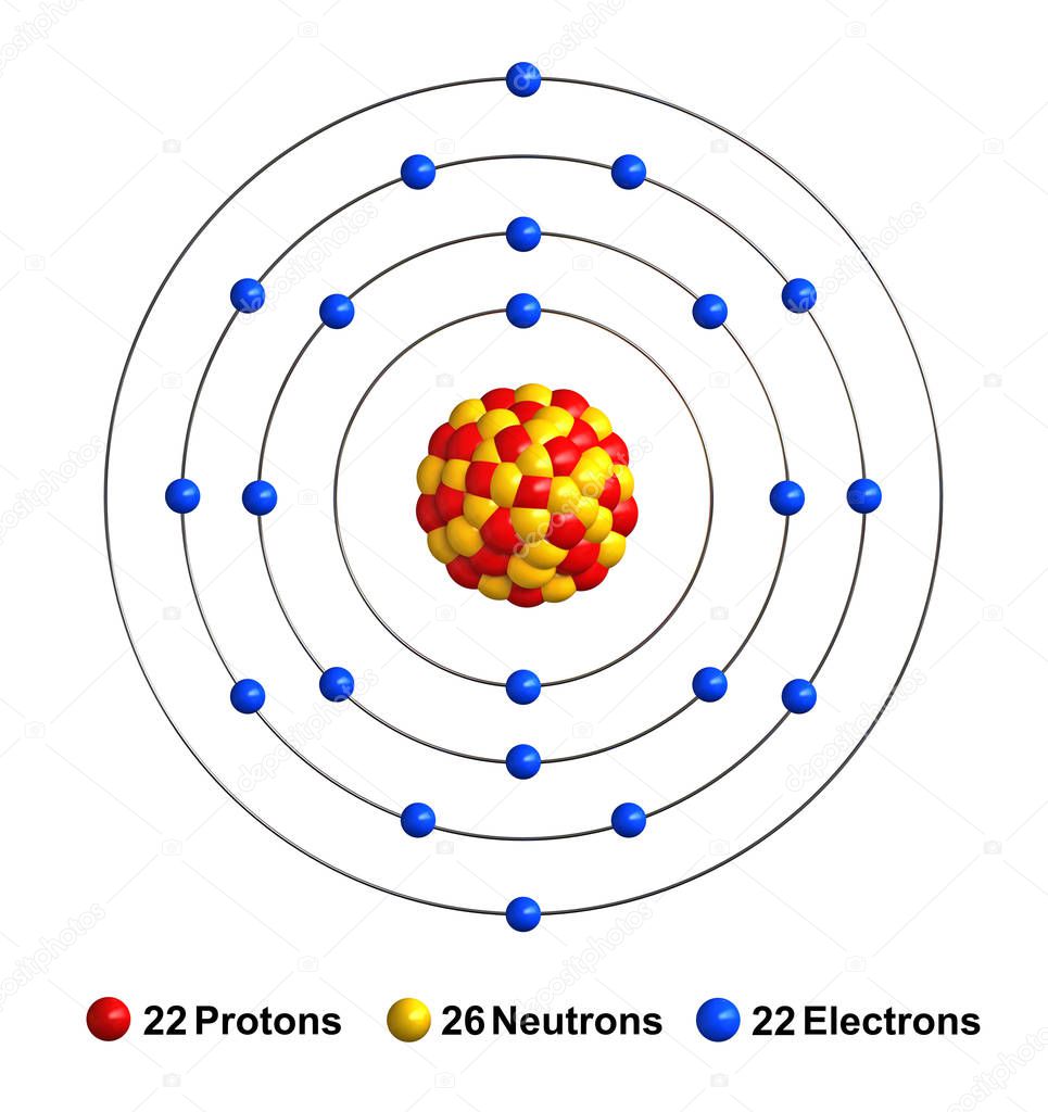 3d render of atom structure of titanium