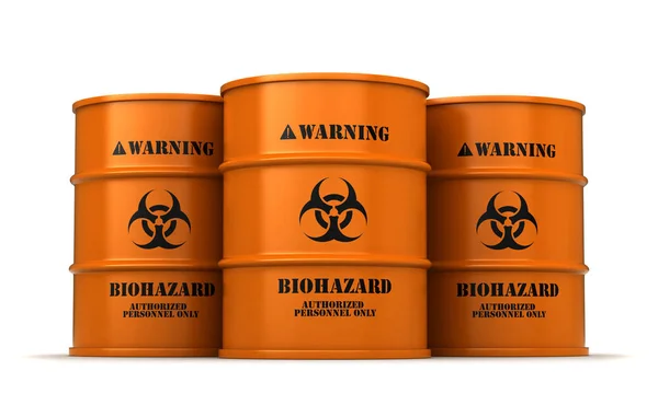 Vaten met biohazard stof — Stockfoto