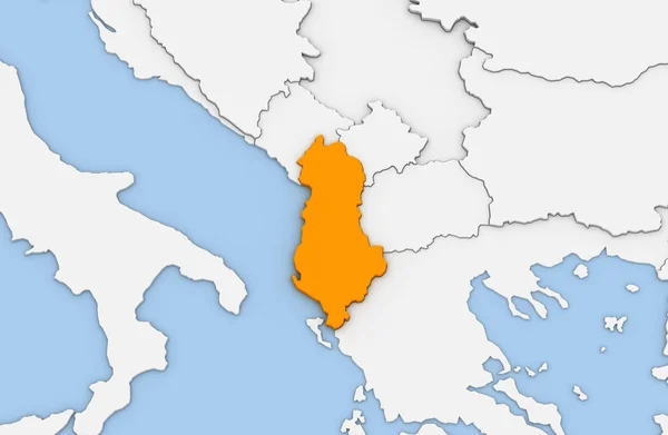 3d 阿尔巴尼亚抽象地图渲染 — 图库照片