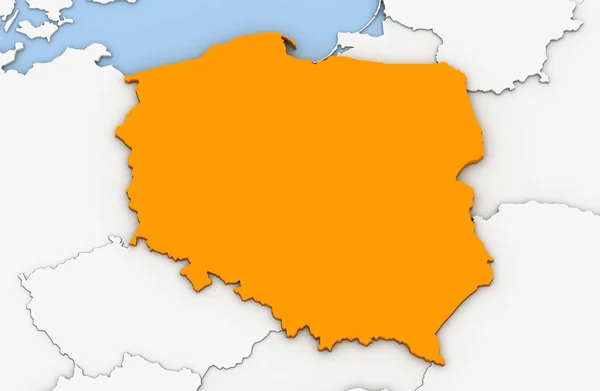 3D render streszczenie mapa Polski — Zdjęcie stockowe