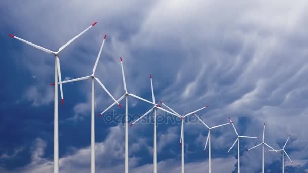 渲染风力涡轮机在天空背景下的动画 — 图库视频影像
