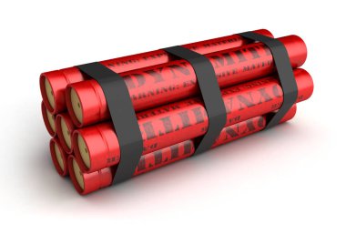 Beyaz arkaplanda 3 boyutlu dinamit çubukları oluşturma