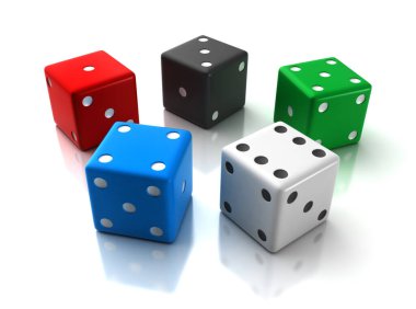 Beyaz yansıtıcı arkaplan üzerinde üç boyutlu renk zarları oluşturma