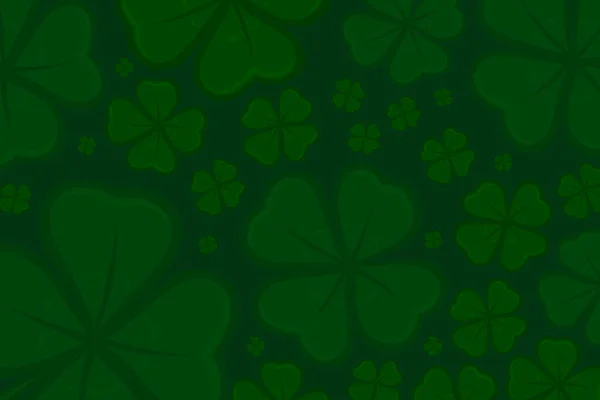 绿色拼图中的卡通抽象三叶草背景 — 图库照片